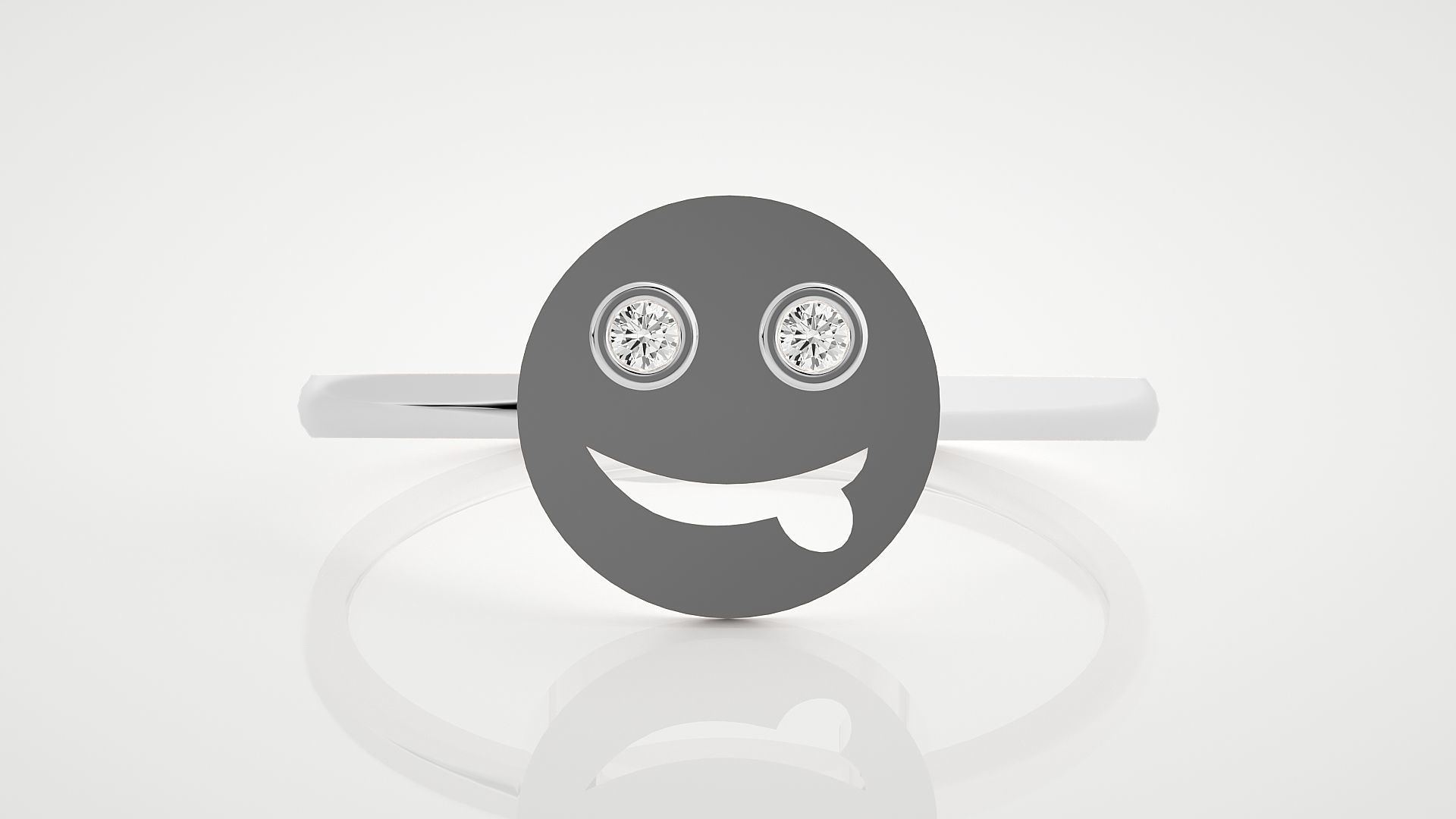 Emoji Ultra Light wt minimalist diamond ring 3dm stl renders 3D print model_4