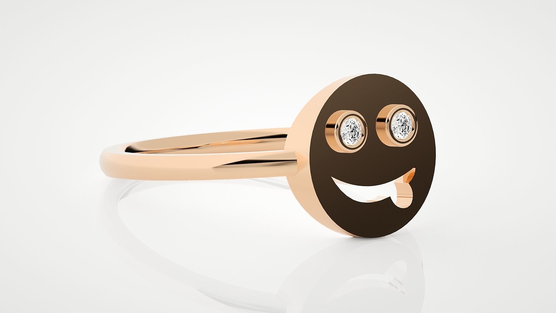 Emoji Ultra Light wt minimalist diamond ring 3dm stl renders 3D print model_1