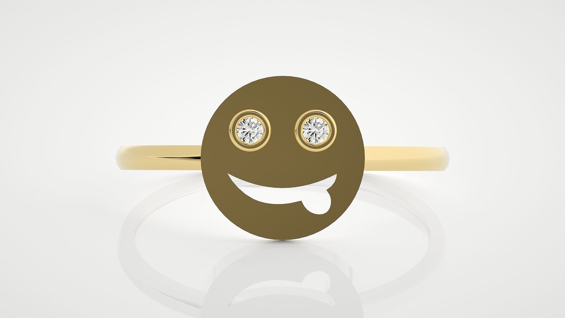 Emoji Ultra Light wt minimalist diamond ring 3dm stl renders 3D print model_7