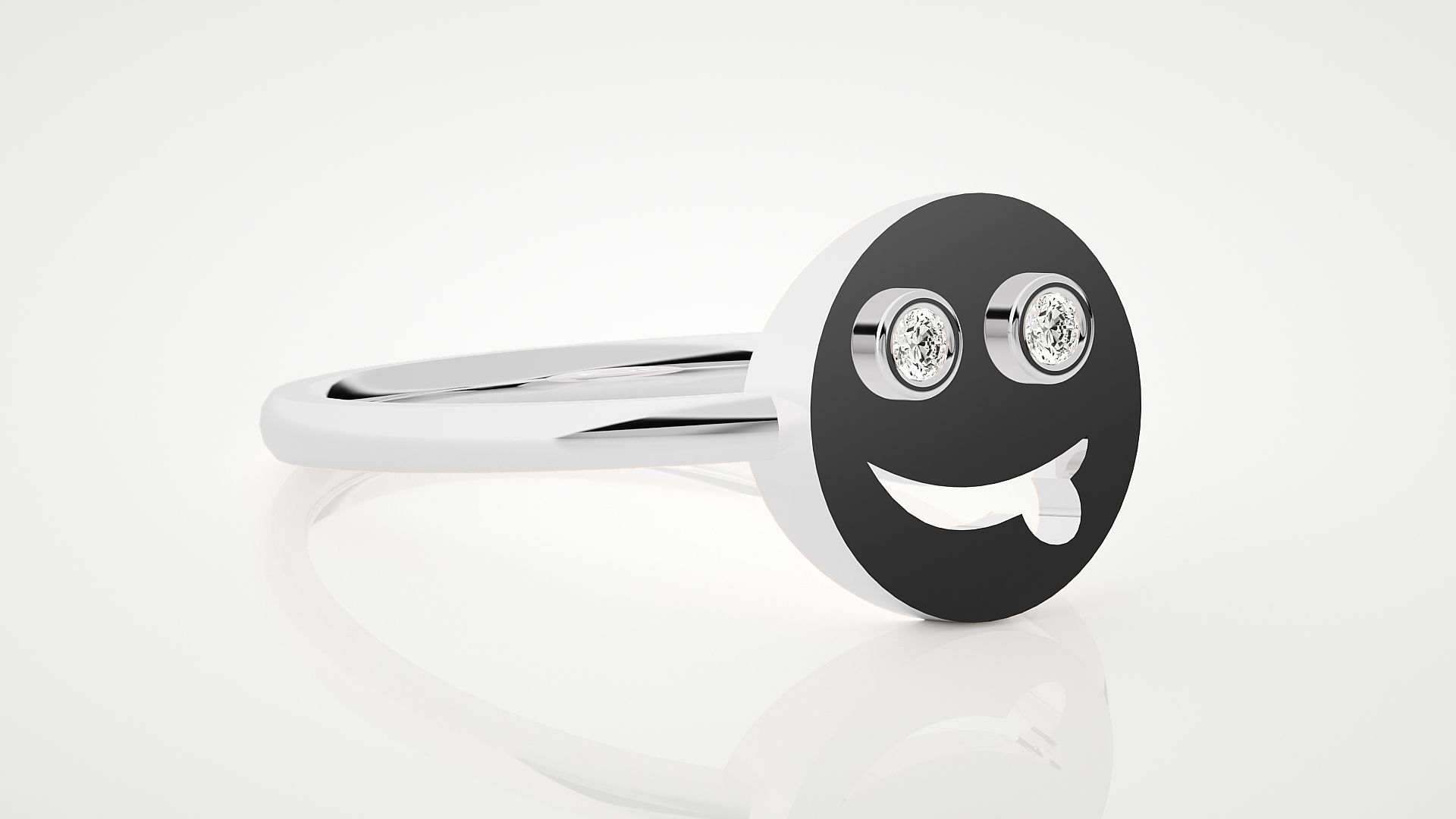 Emoji Ultra Light wt minimalist diamond ring 3dm stl renders 3D print model_5