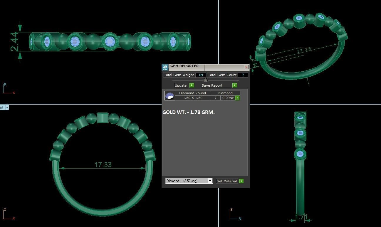Beads Ultra Light wt minimalist diamond ring 3dm stl renders 3D print model_4