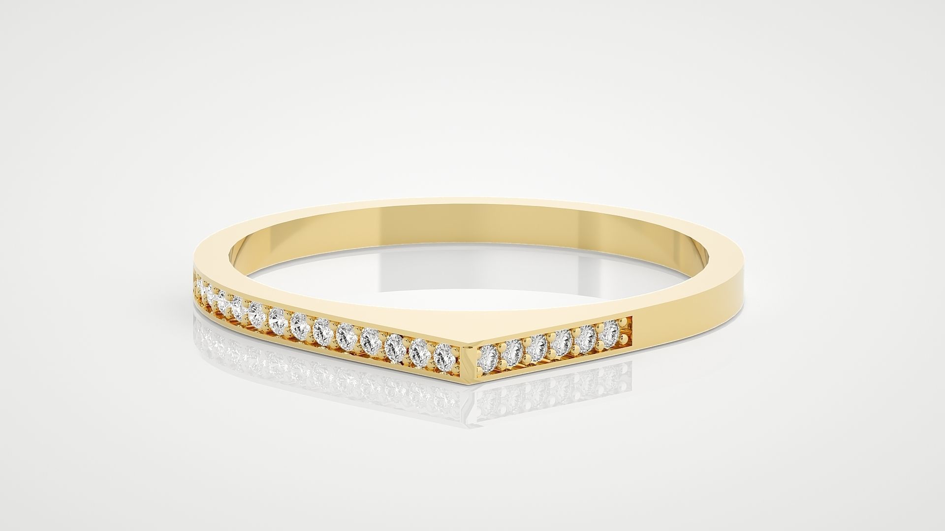 Ultra Light wt minimalist diamond band ring 3dm stl renders 3D print model_7