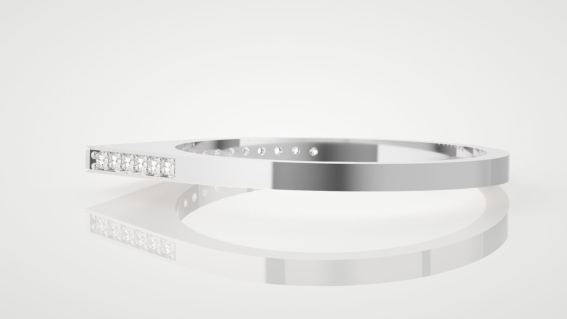 Ultra Light wt minimalist diamond band ring 3dm stl renders 3D print model_6