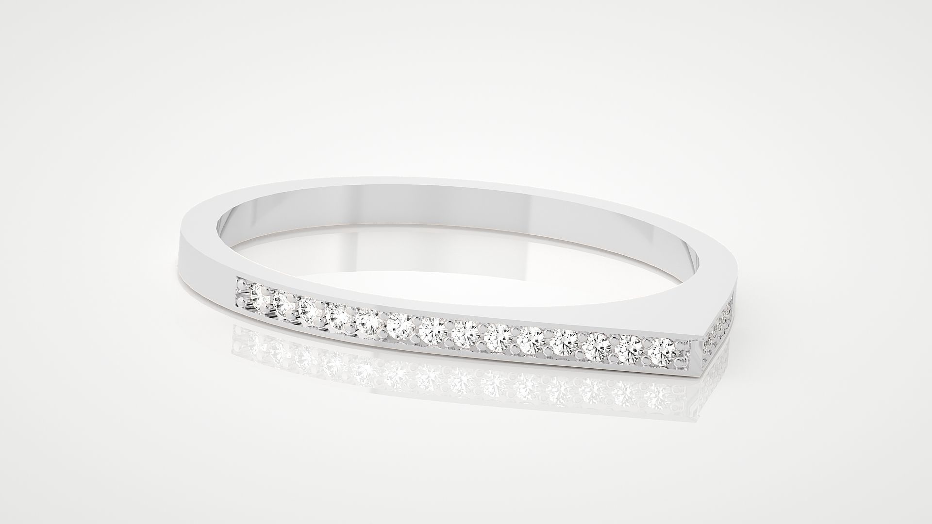 Ultra Light wt minimalist diamond band ring 3dm stl renders 3D print model_5