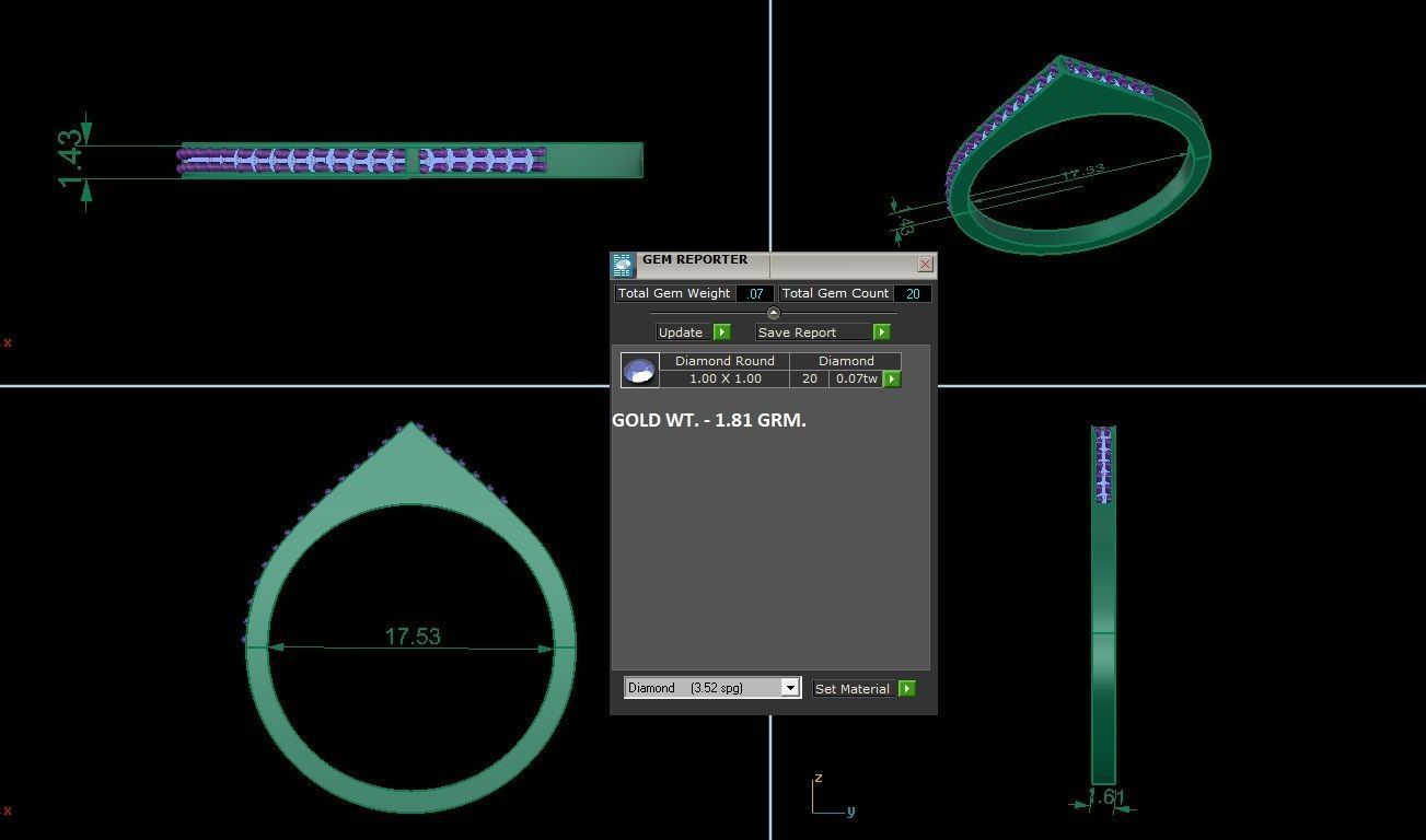 Ultra Light wt minimalist diamond band ring 3dm stl renders 3D print model_4