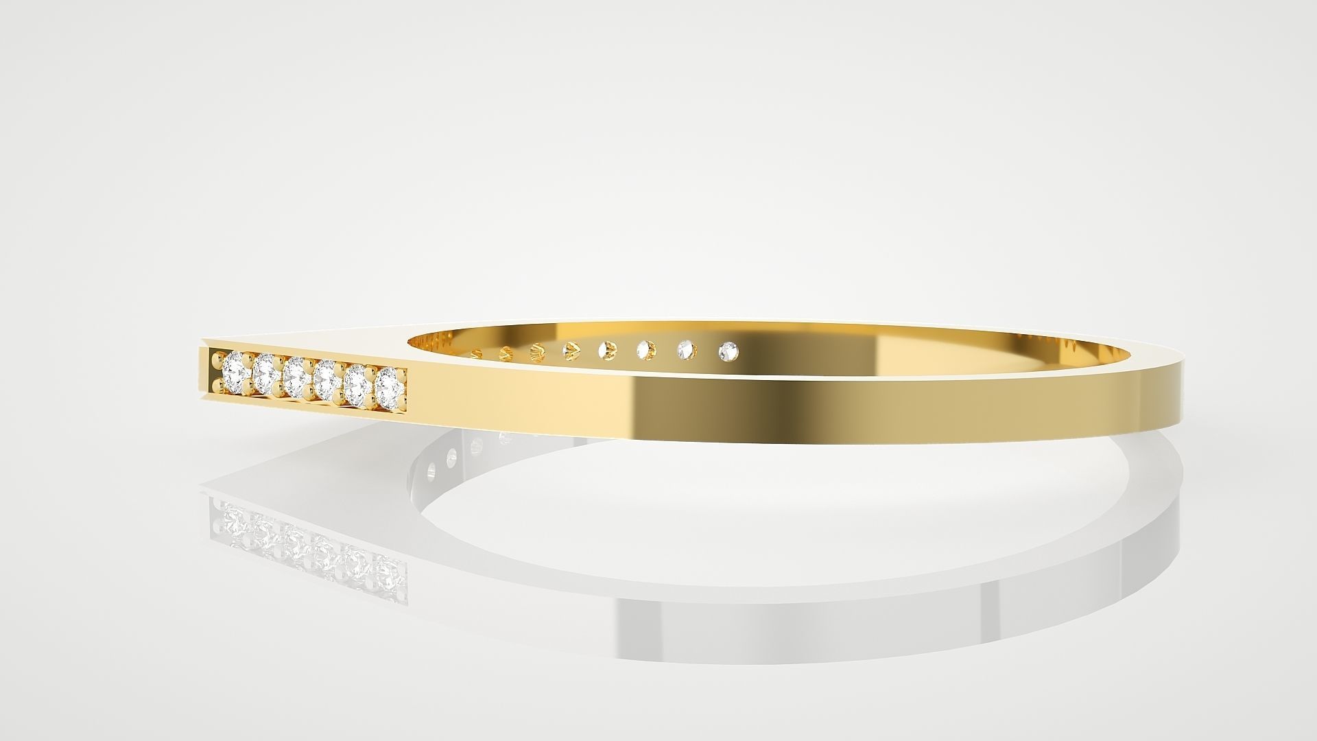 Ultra Light wt minimalist diamond band ring 3dm stl renders 3D print model_9