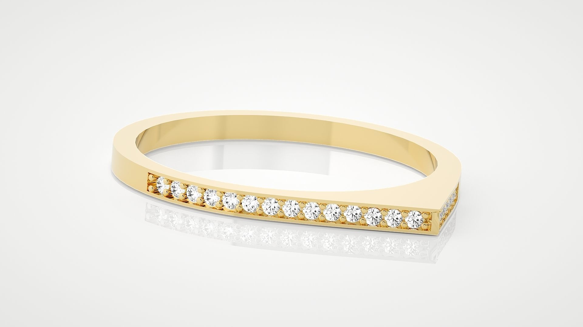 Ultra Light wt minimalist diamond band ring 3dm stl renders 3D print model_8