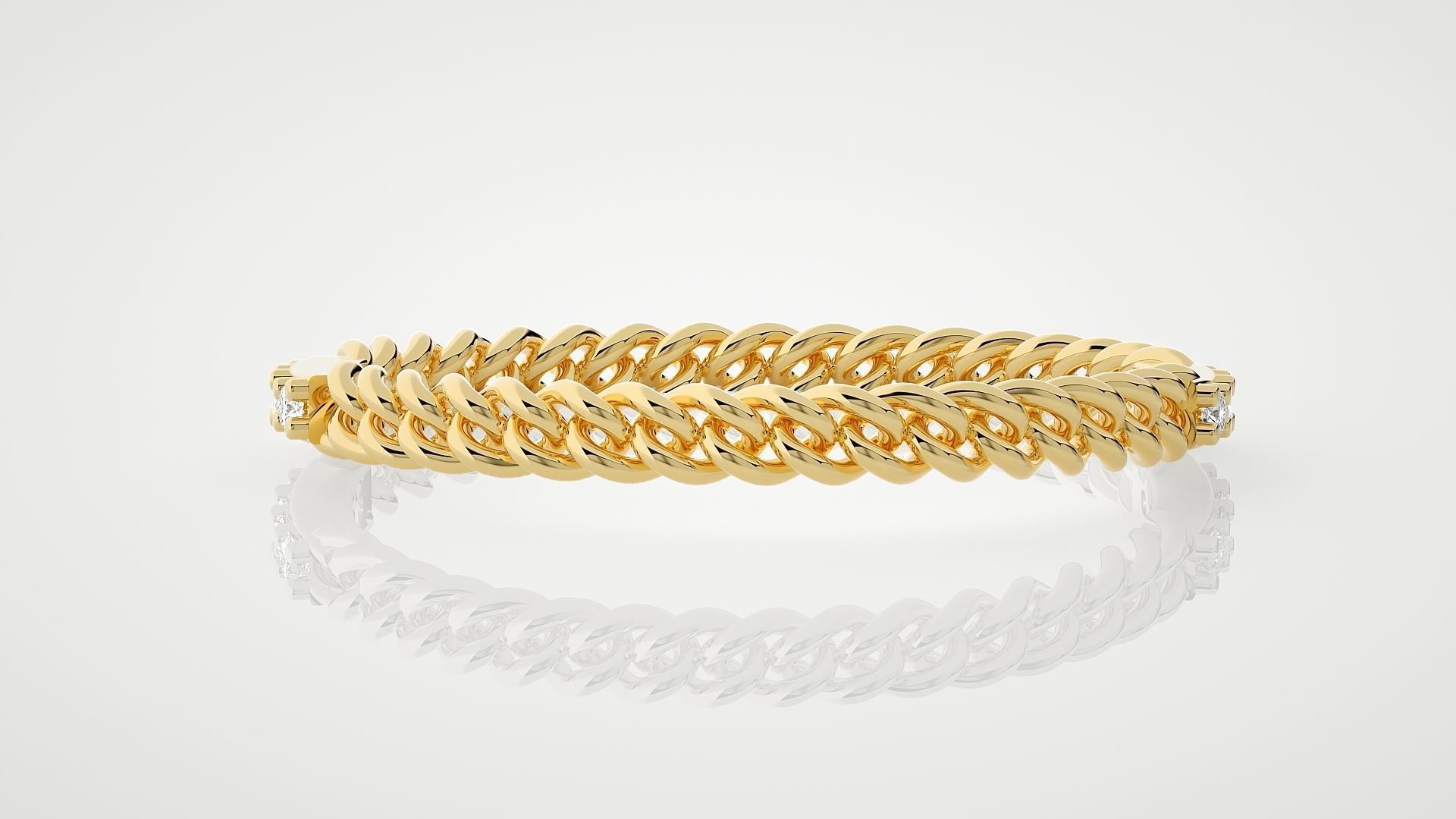 Cuban Chain Ultra Light wt minimalist diamond ring 3dm stl 3D print model_9