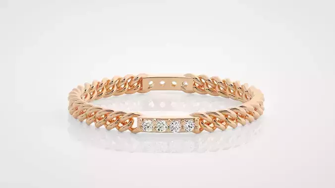 Cuban Chain Ultra Light wt minimalist diamond ring 3dm stl 3D print model
