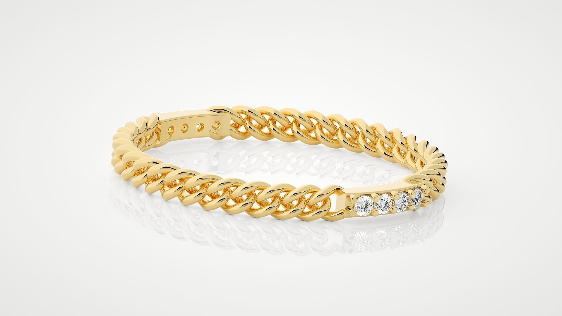 Cuban Chain Ultra Light wt minimalist diamond ring 3dm stl 3D print model_8