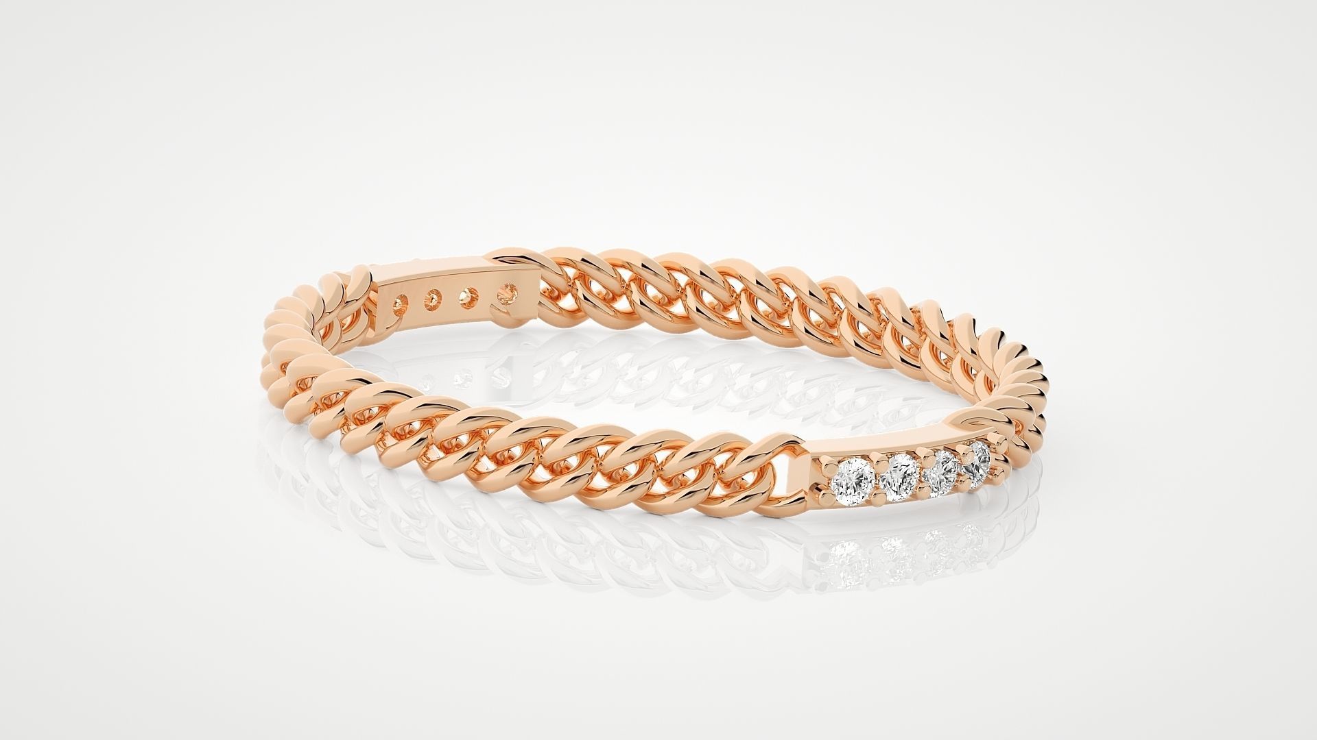 Cuban Chain Ultra Light wt minimalist diamond ring 3dm stl 3D print model_1