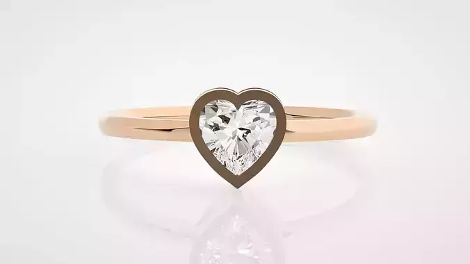 Love Heart Valentine Ultra Light wt minimalist diamond ring 3dm