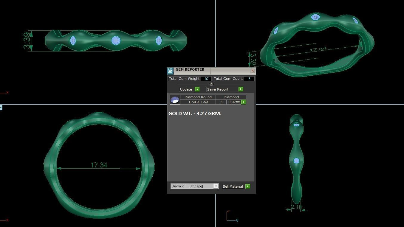 Ultra Light wt minimalist diamond ring 3dm stl renders details 3D print model_4