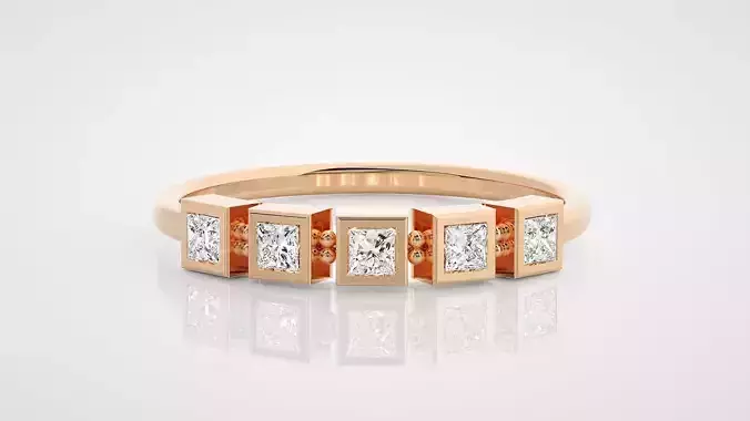 Ultra Light wt minimalist princess diamond ring 3dm stl renders