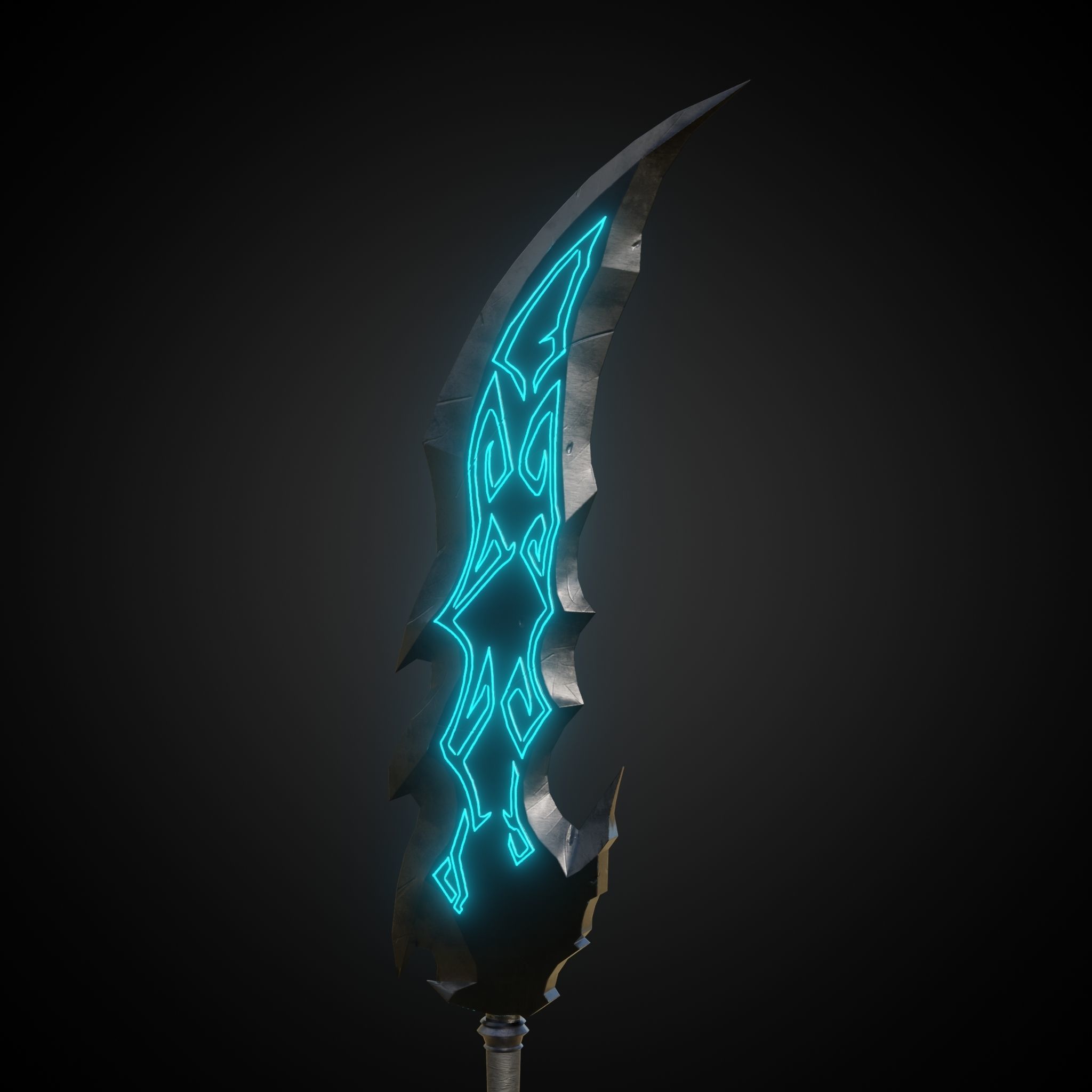Wounded Sword Emissive Cyan Low-poly 3D model_11