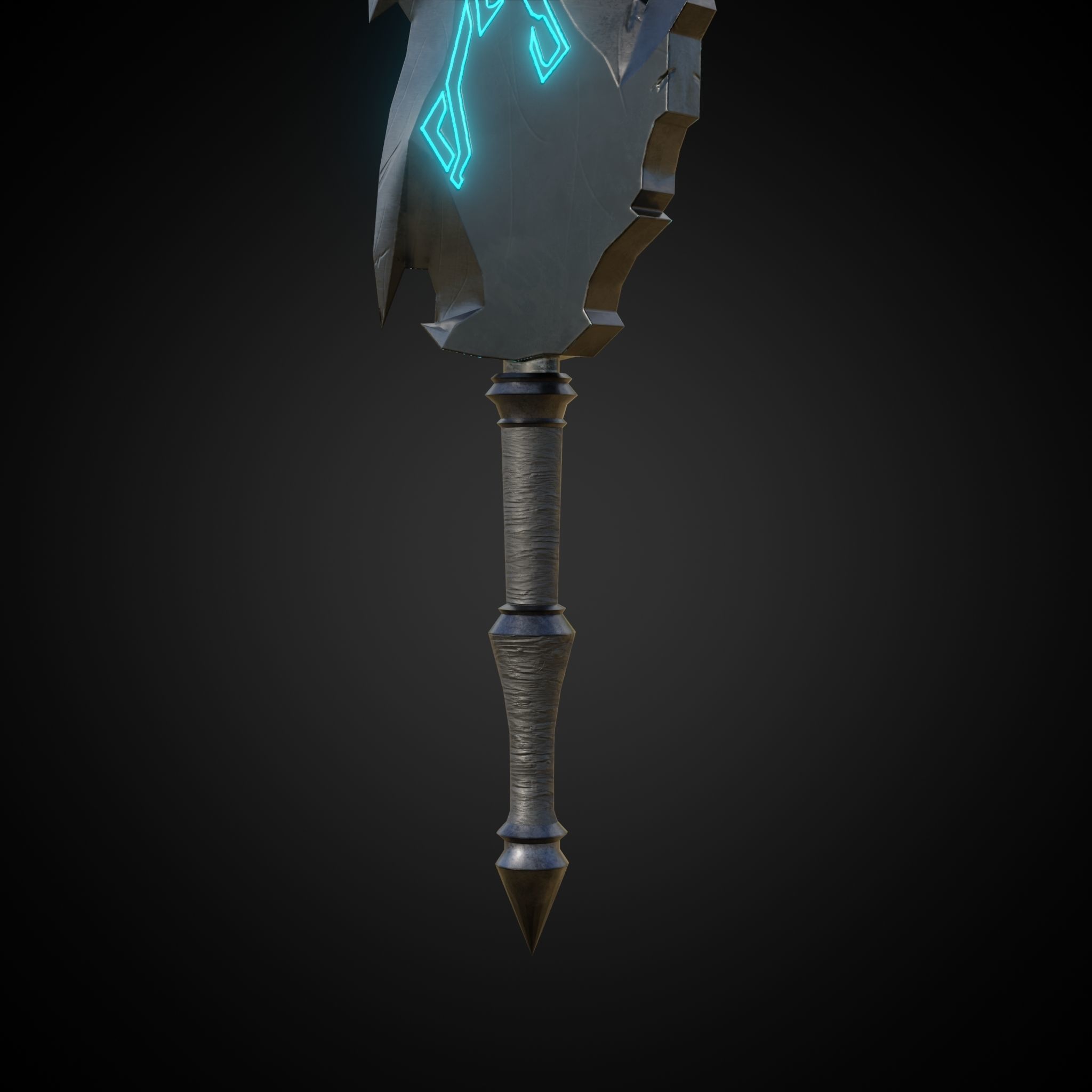Wounded Sword Emissive Cyan Low-poly 3D model_8