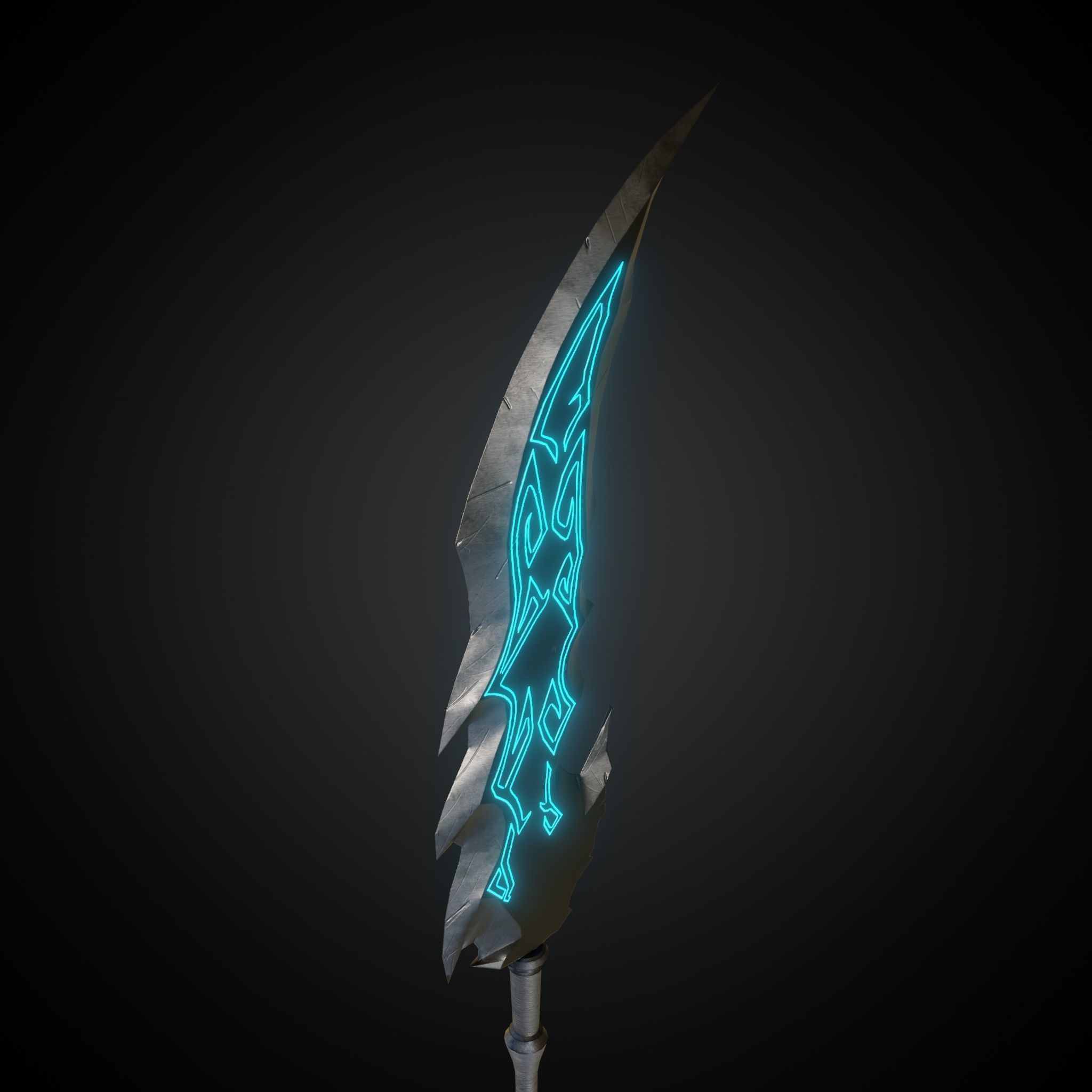 Wounded Sword Emissive Cyan Low-poly 3D model_10