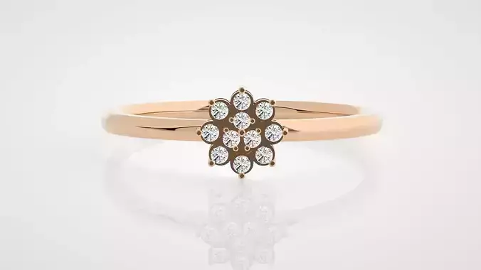 Flower Ultra Light wt minimalist diamond ring 3dm stl renders