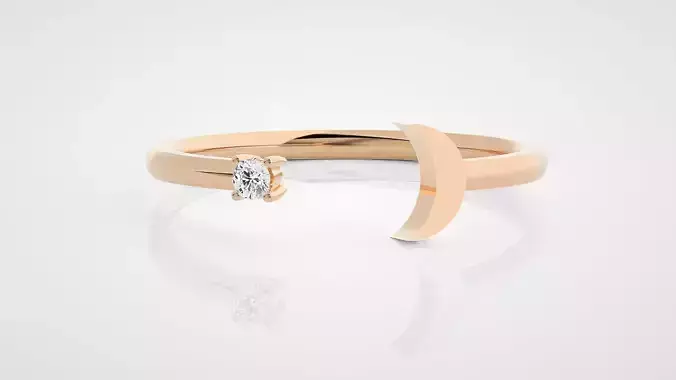 Moon and Star Ultra Light wt minimalist diamond ring 3dm stl