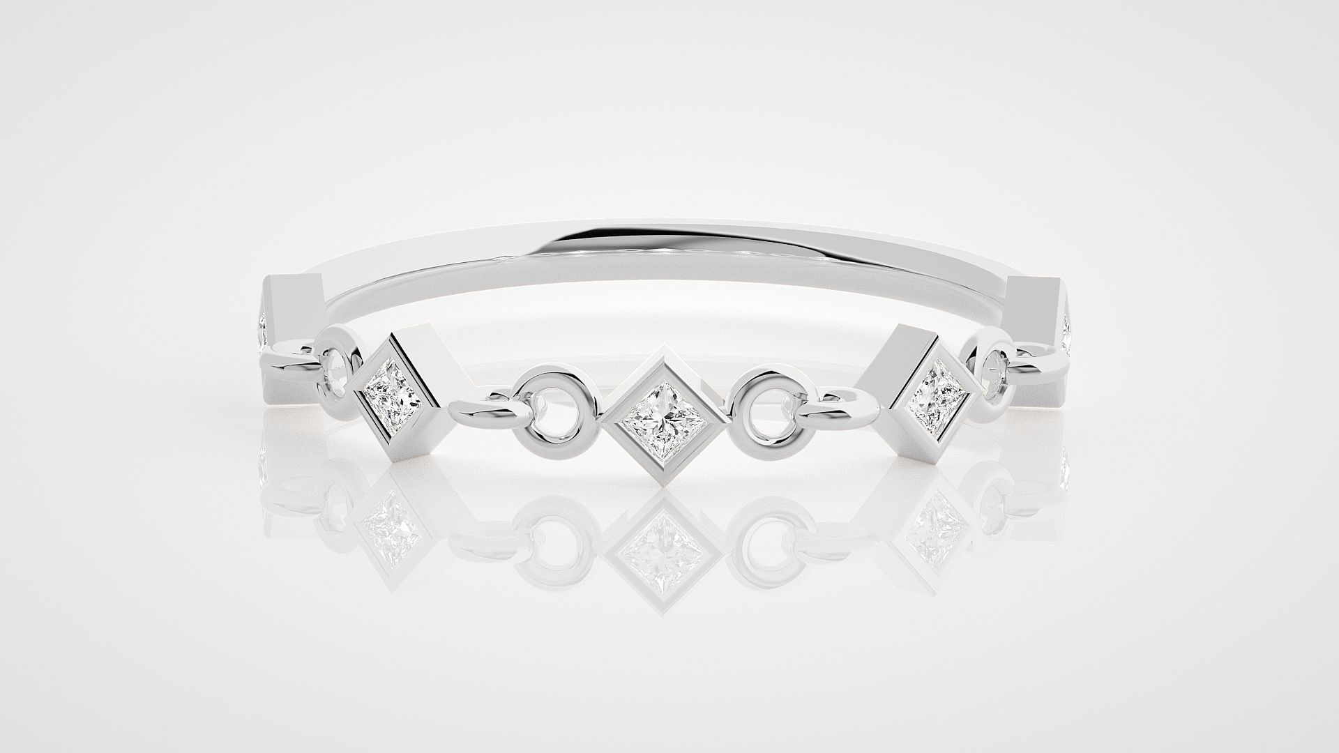 Chained Princess Diamond Ultra Light wt minimalist ring 3dm stl 3D print model_3