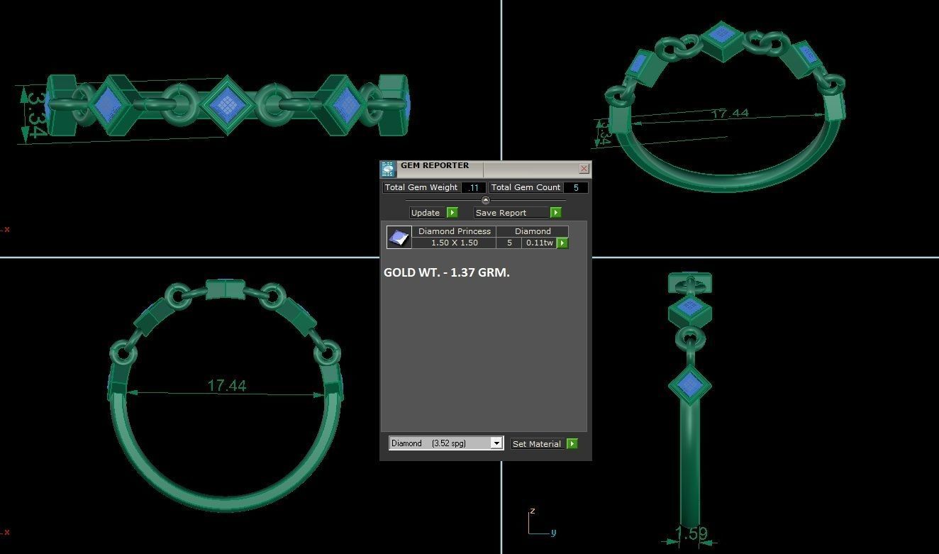 Chained Princess Diamond Ultra Light wt minimalist ring 3dm stl 3D print model_4