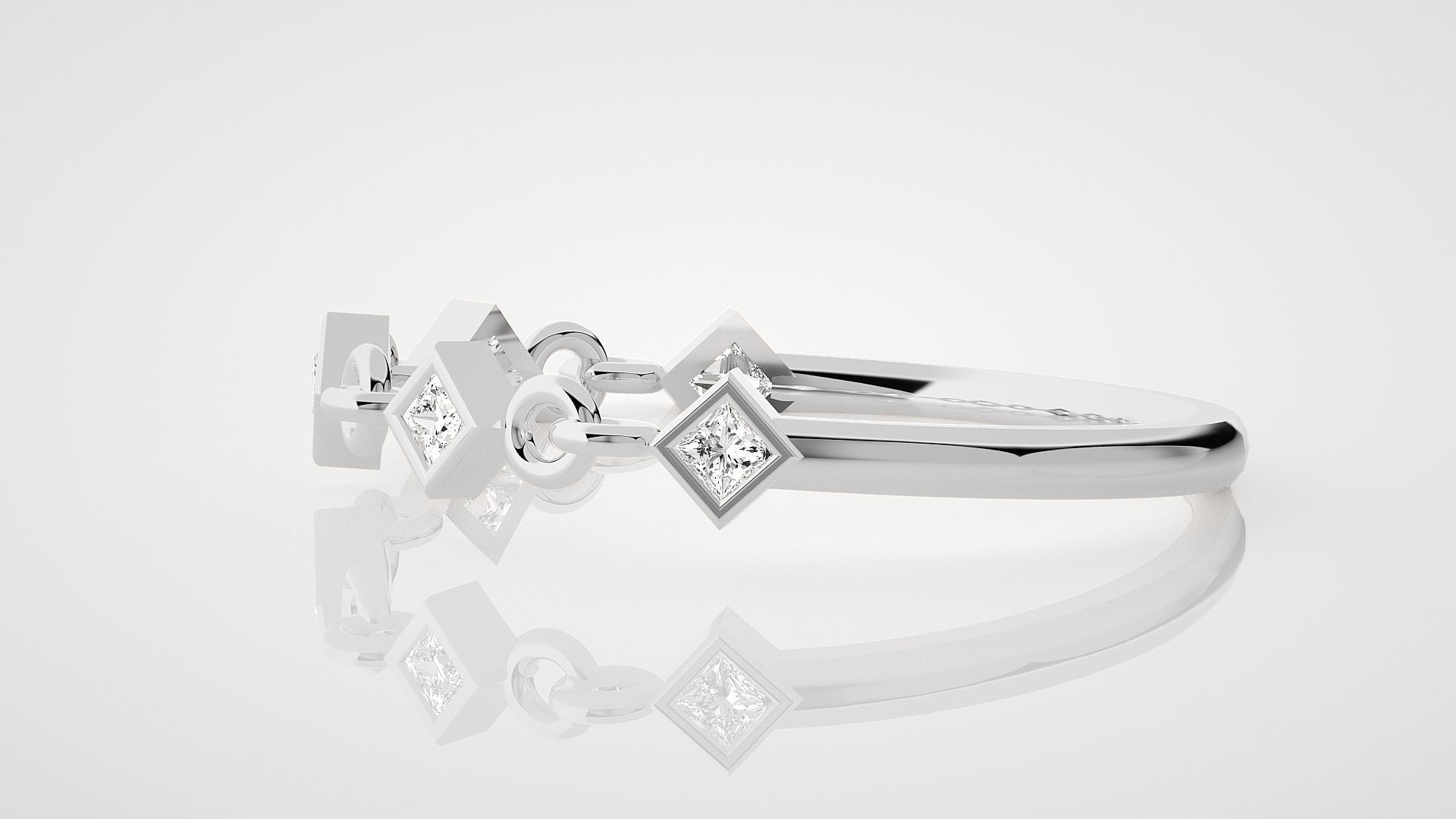 Chained Princess Diamond Ultra Light wt minimalist ring 3dm stl 3D print model_6