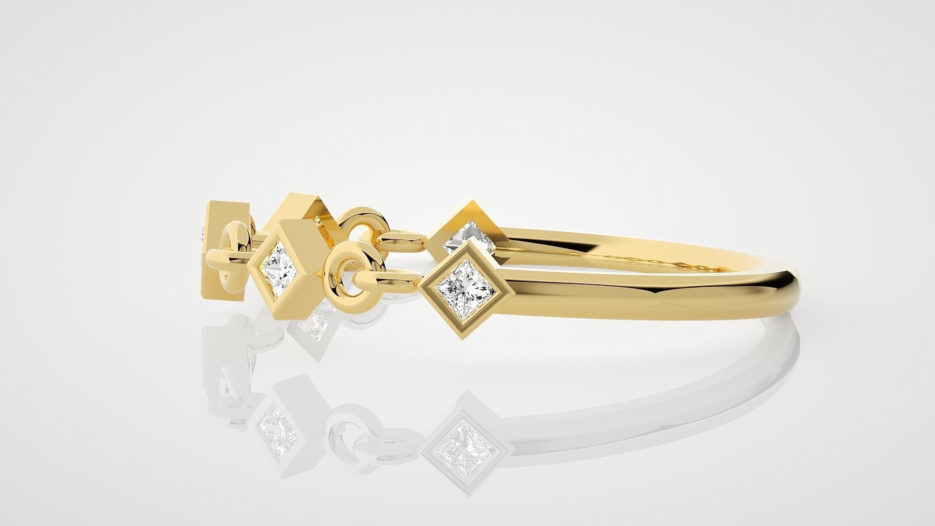 Chained Princess Diamond Ultra Light wt minimalist ring 3dm stl 3D print model_9