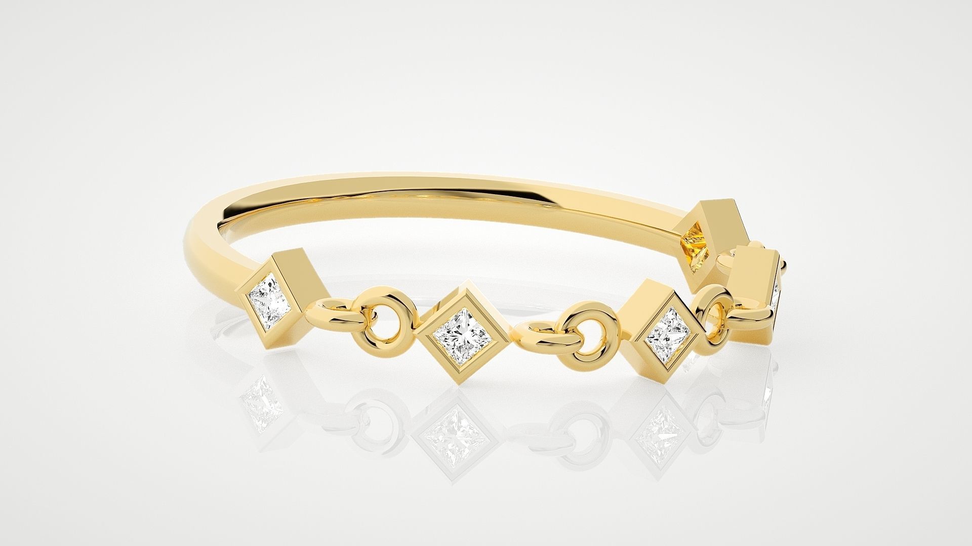 Chained Princess Diamond Ultra Light wt minimalist ring 3dm stl 3D print model_8