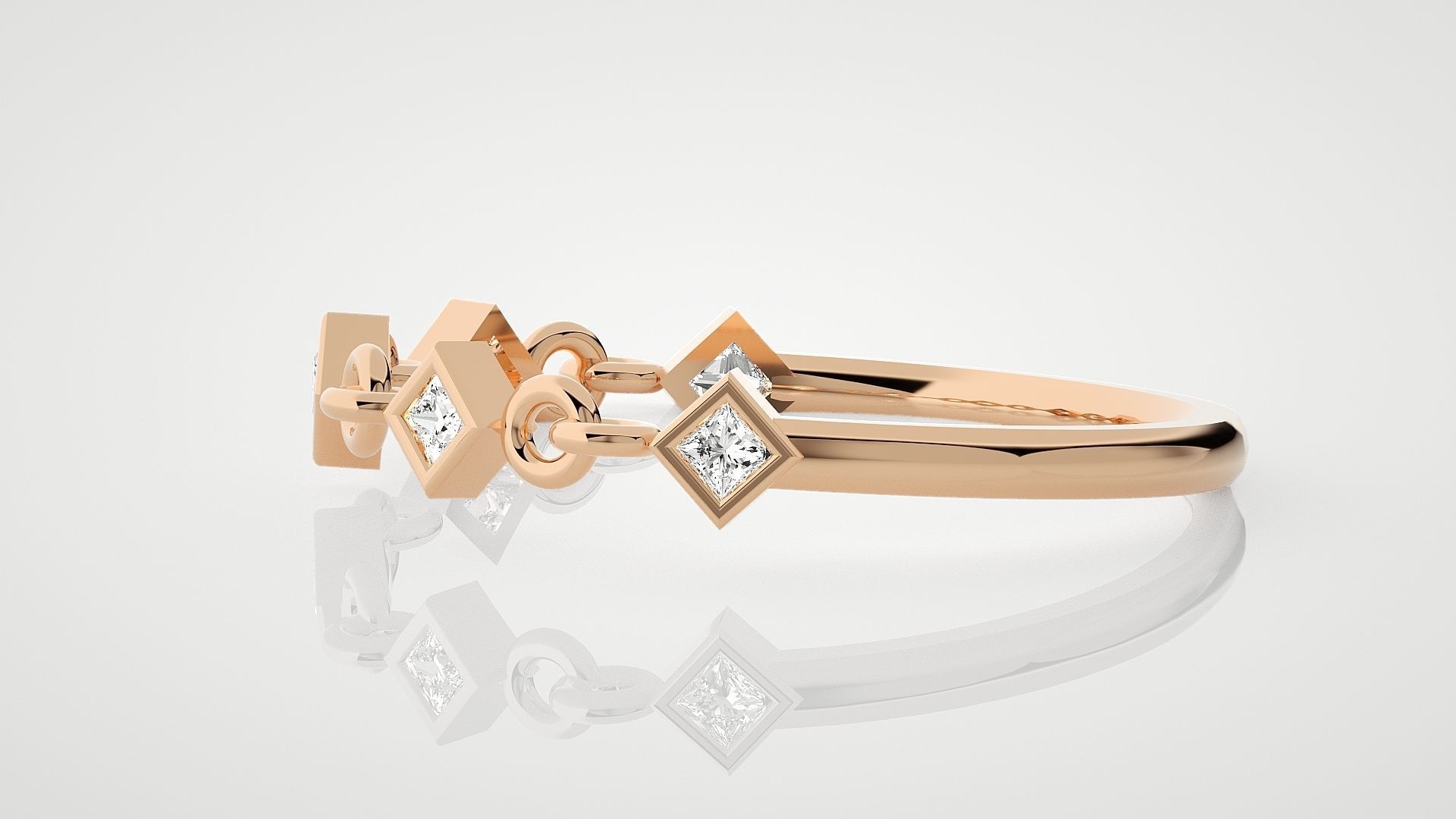 Chained Princess Diamond Ultra Light wt minimalist ring 3dm stl 3D print model_2