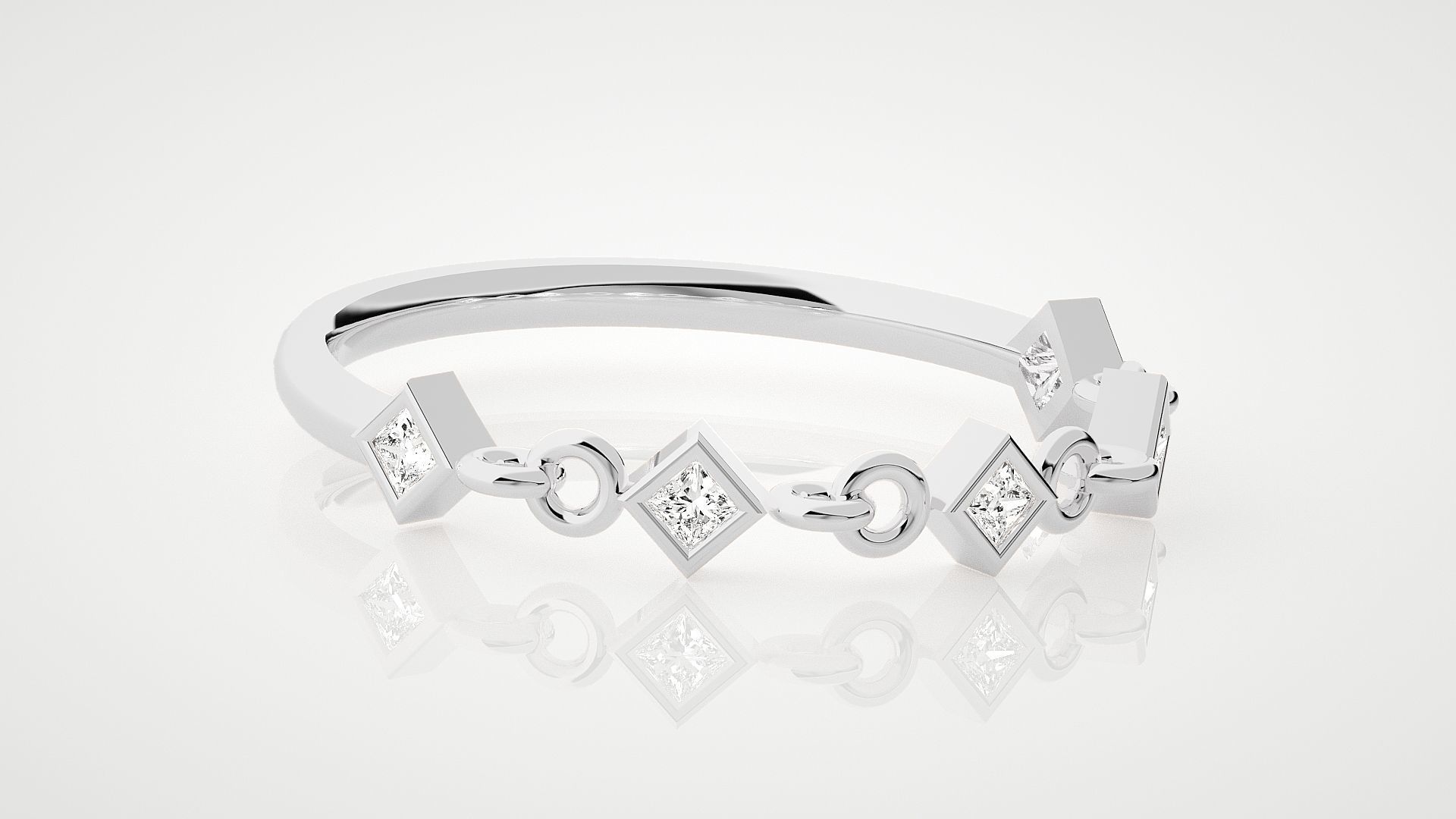 Chained Princess Diamond Ultra Light wt minimalist ring 3dm stl 3D print model_5