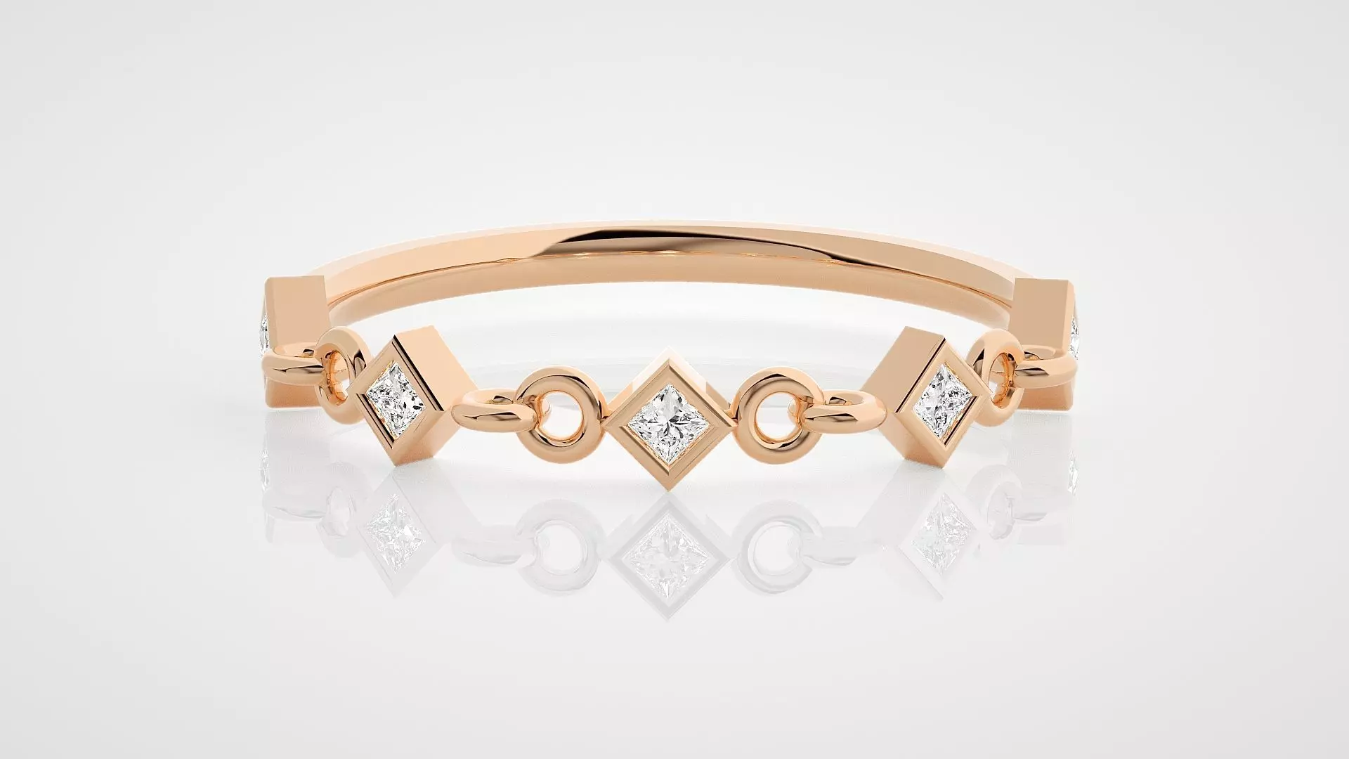 Chained Princess Diamond Ultra Light wt minimalist ring 3dm stl 3D print model_0