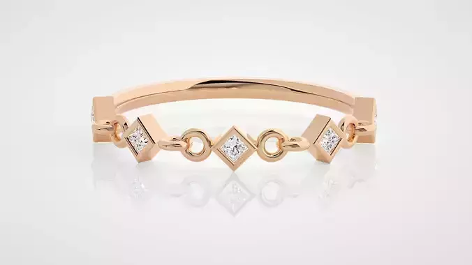 Chained Princess Diamond Ultra Light wt minimalist ring 3dm stl 3D print model