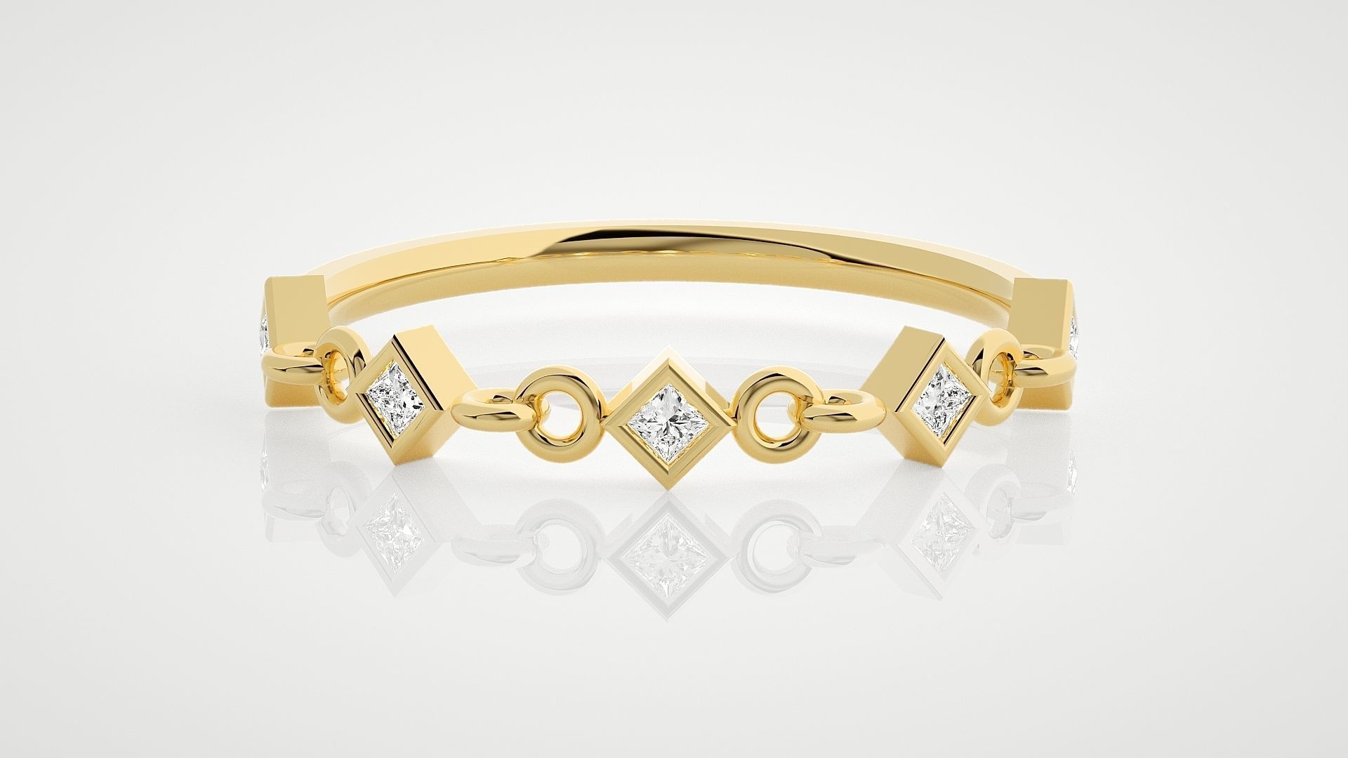 Chained Princess Diamond Ultra Light wt minimalist ring 3dm stl 3D print model_7