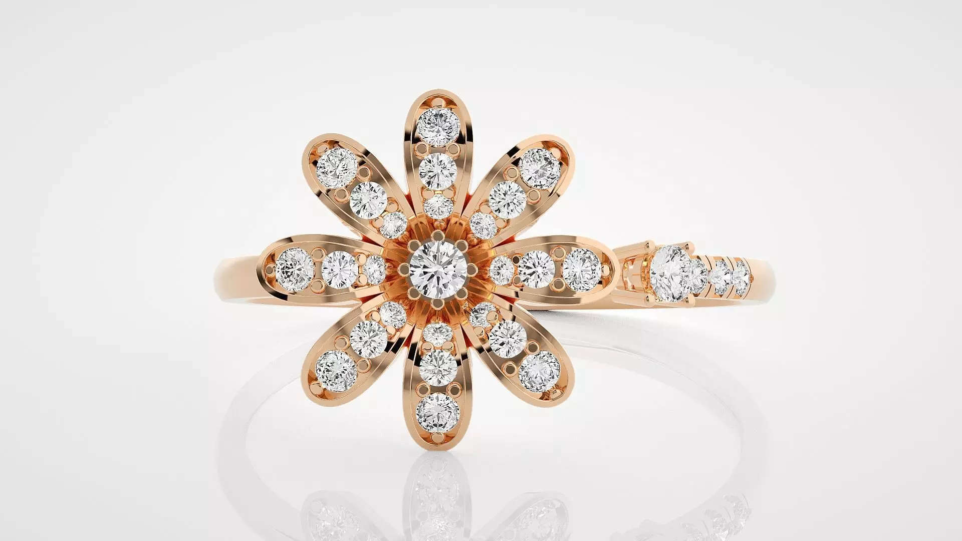 Flower Ultra Light wt minimalist diamond ring 3dm stl renders 3D print model