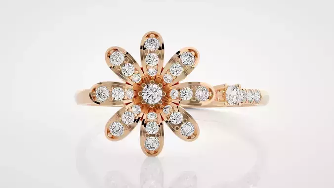 Flower Ultra Light wt minimalist diamond ring 3dm stl renders