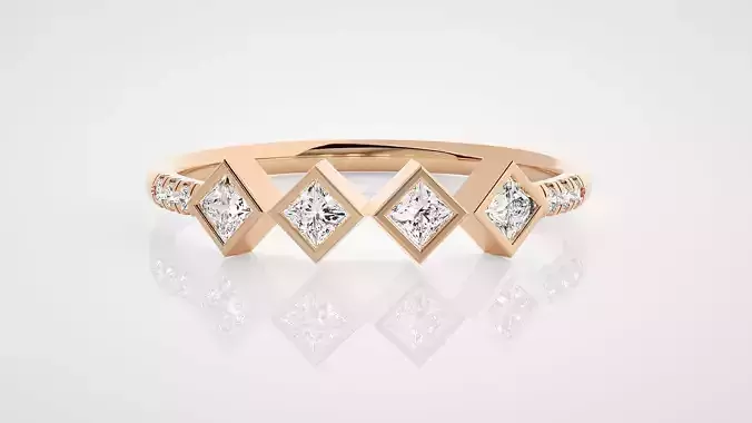 Ultra Light wt minimalist princess diamond ring 3dm stl renders