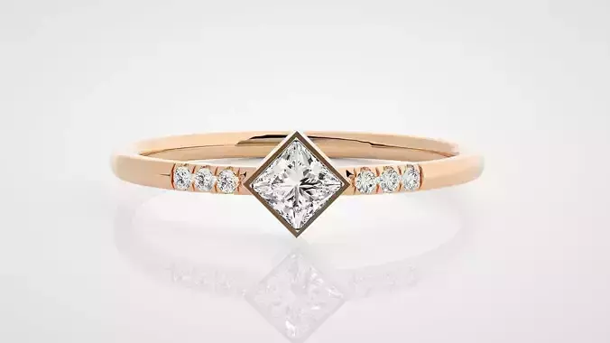 Ultra Light wt minimalist princess diamond ring 3dm stl renders