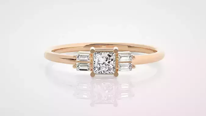 Ultra Light wt minimalist baguette princess diamond ring 3dm