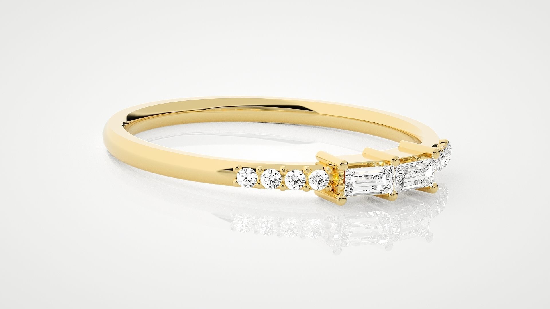 Ultra Light wt minimalist baguette diamond ring 3dm stl renders 3D print model_8