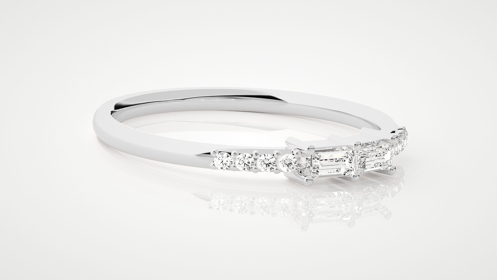 Ultra Light wt minimalist baguette diamond ring 3dm stl renders 3D print model_5