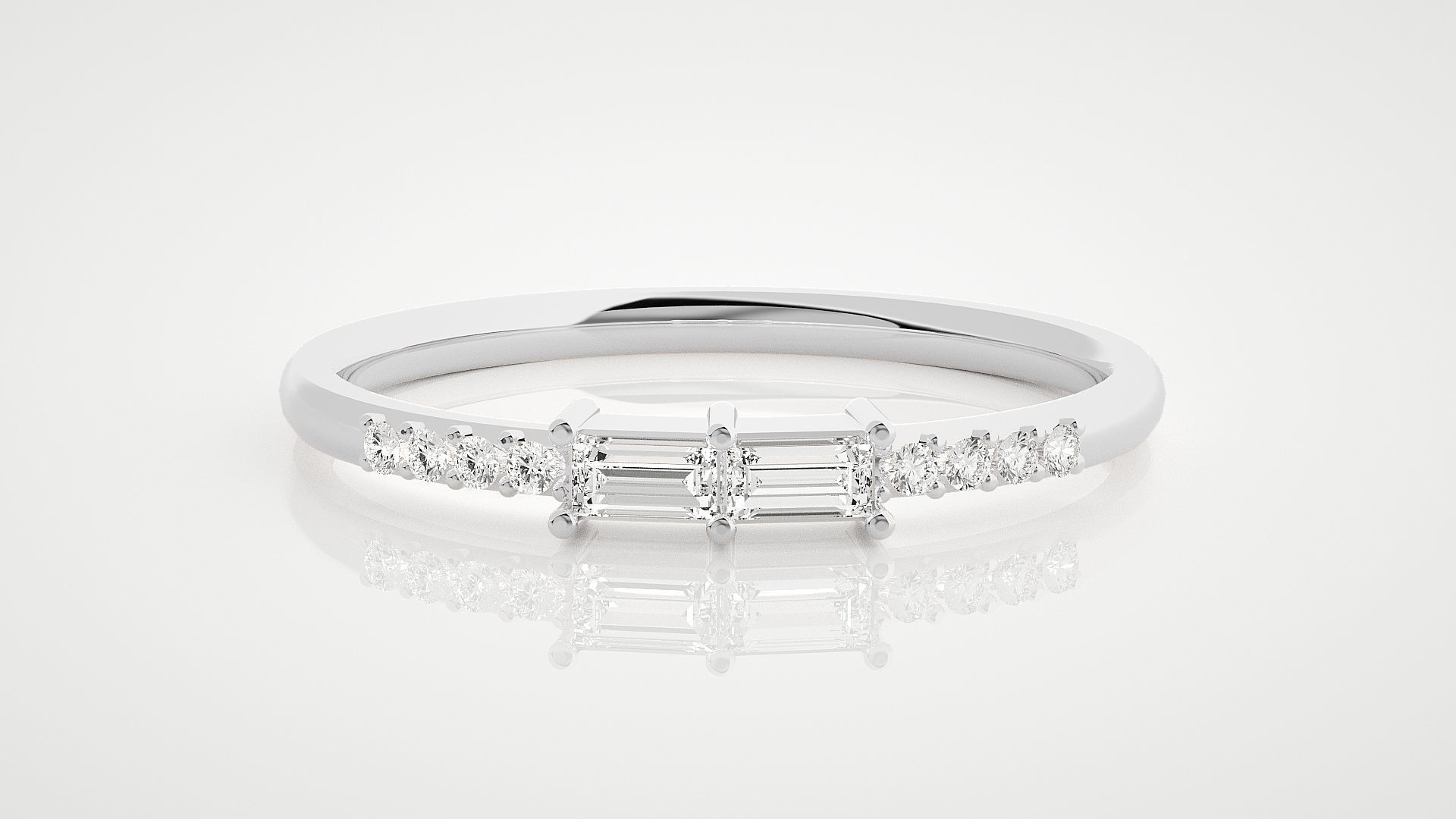Ultra Light wt minimalist baguette diamond ring 3dm stl renders 3D print model_4