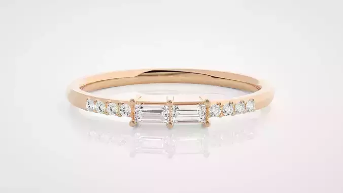 Ultra Light wt minimalist baguette diamond ring 3dm stl renders