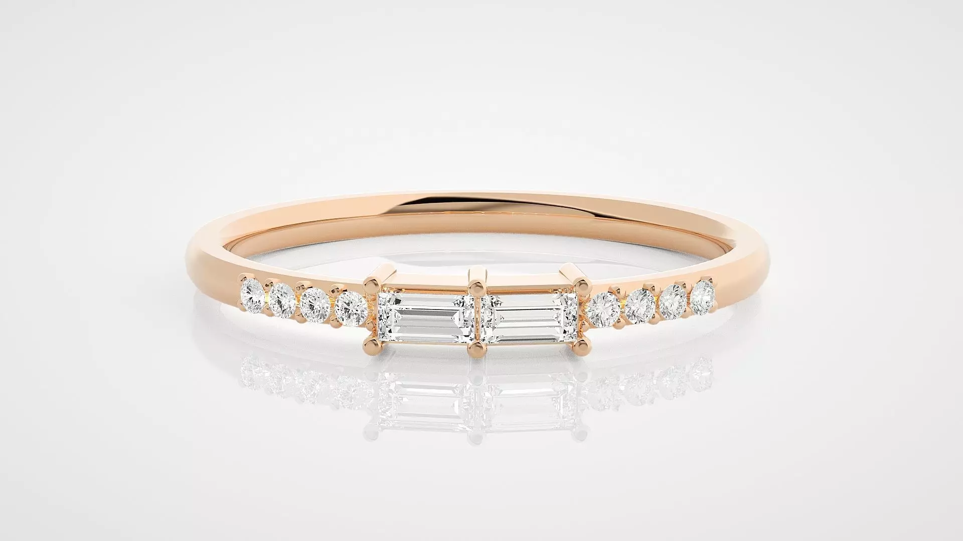 Ultra Light wt minimalist baguette diamond ring 3dm stl renders 3D print model_0