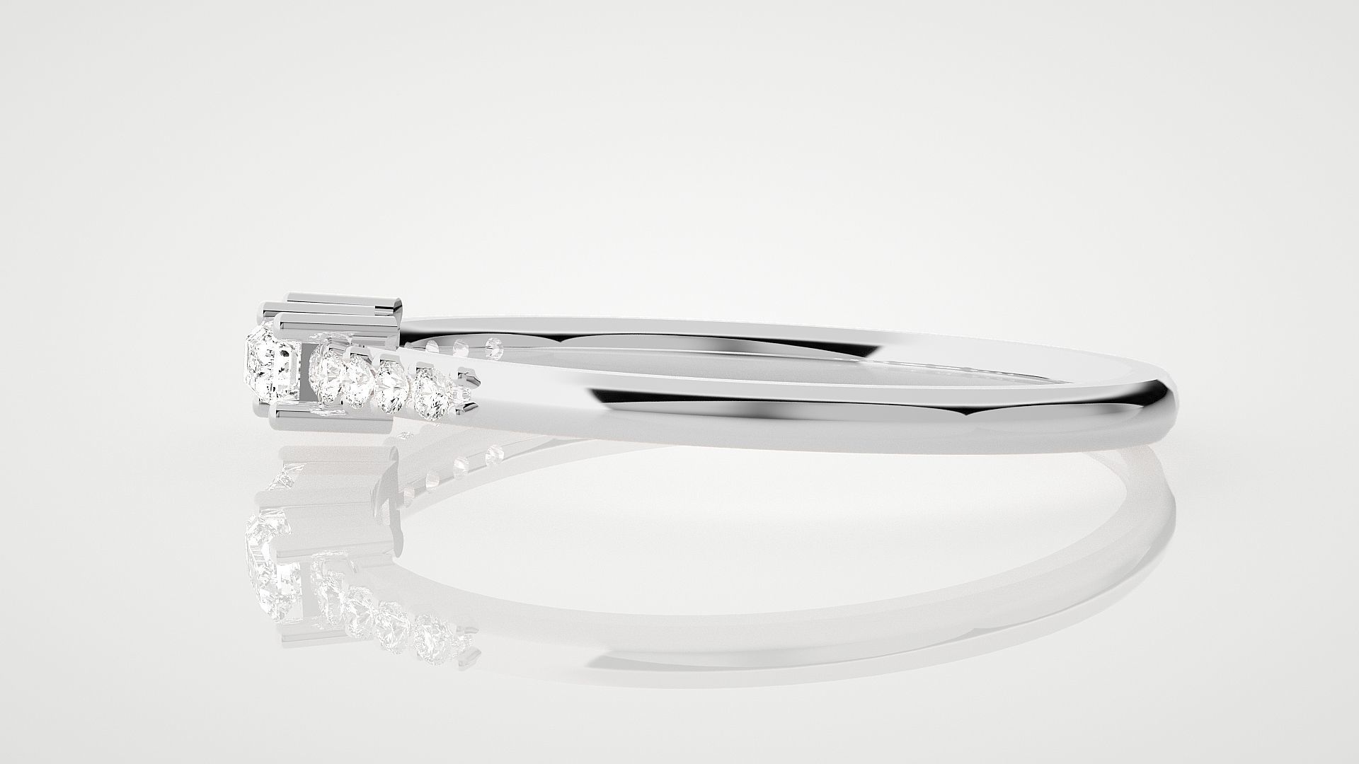 Ultra Light wt minimalist baguette diamond ring 3dm stl renders 3D print model_6