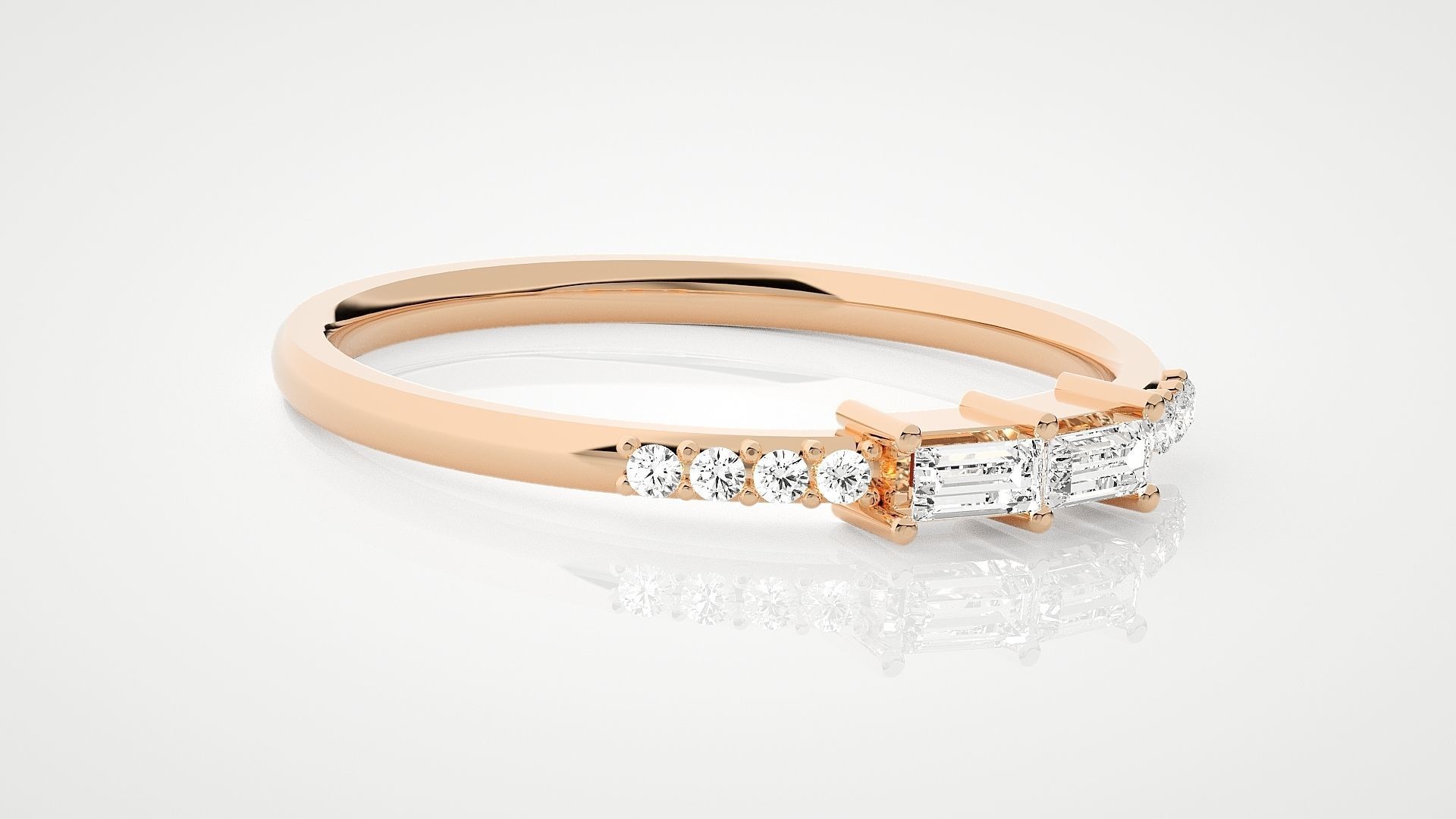 Ultra Light wt minimalist baguette diamond ring 3dm stl renders 3D print model_1