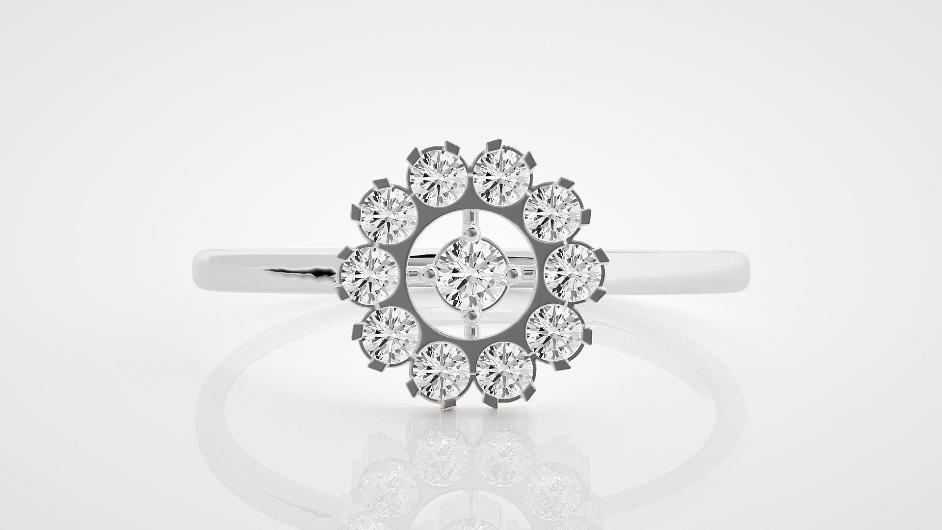 Flower Ultra Light wt minimalist diamond ring 3dm stl renders 3D print model_3