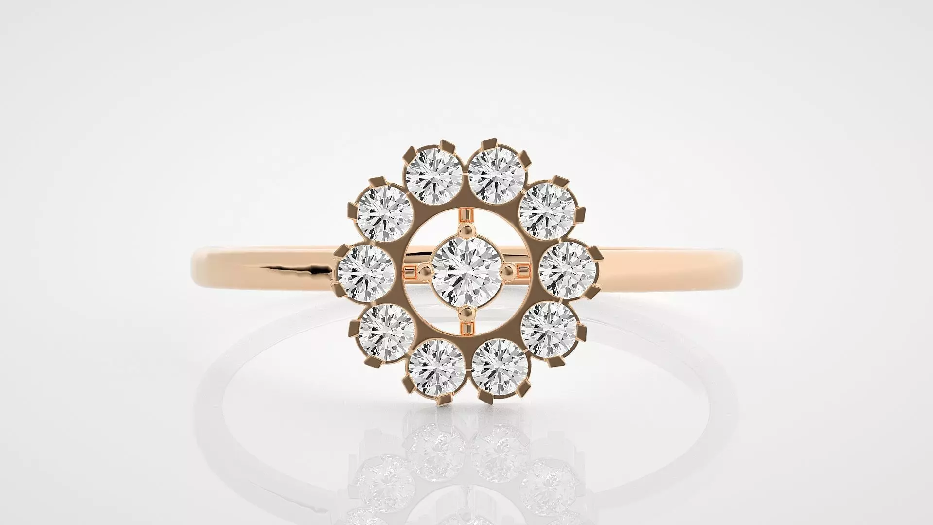Flower Ultra Light wt minimalist diamond ring 3dm stl renders 3D print model_0
