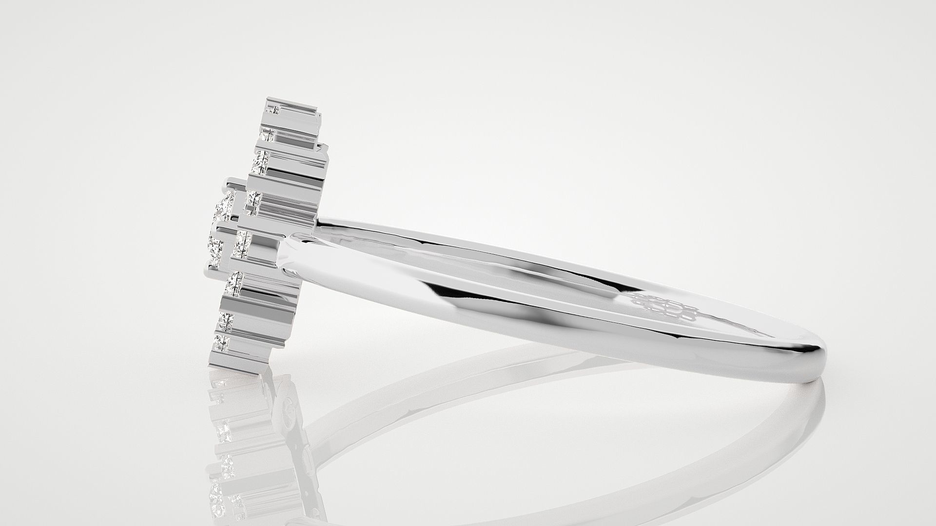 Flower Ultra Light wt minimalist diamond ring 3dm stl renders 3D print model_6