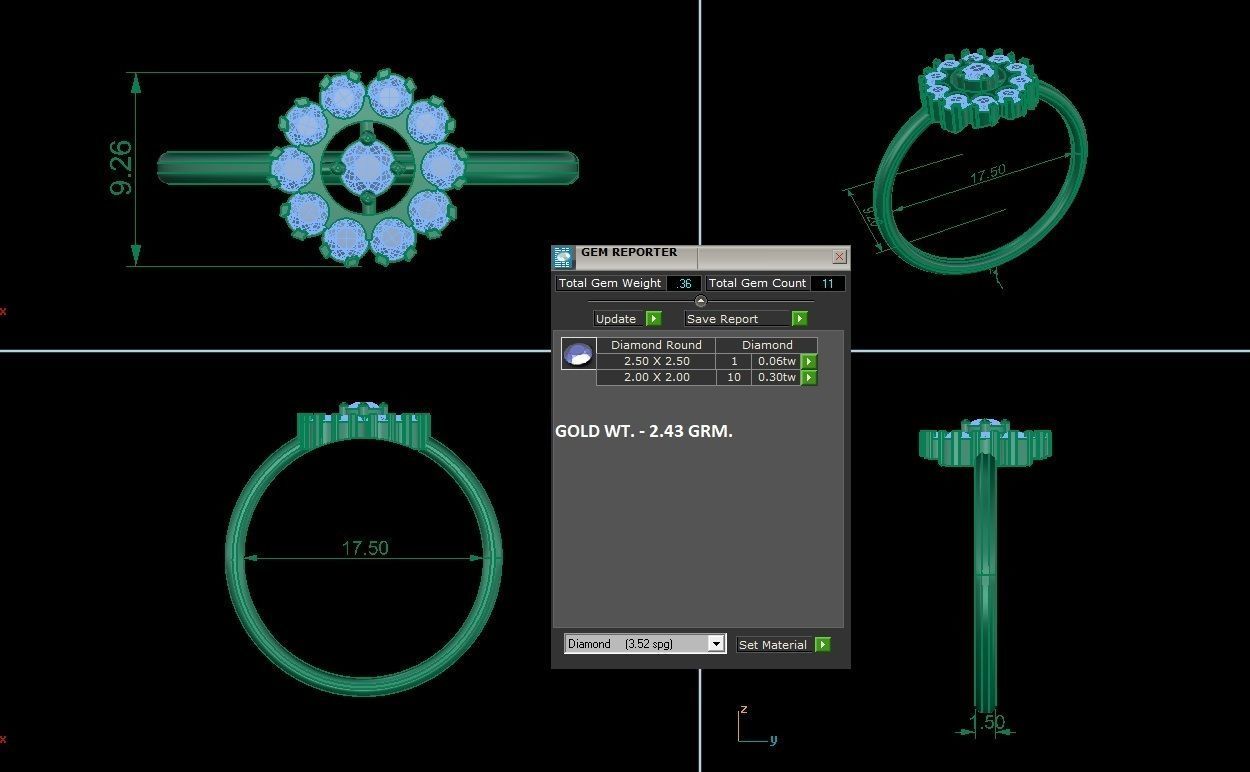 Flower Ultra Light wt minimalist diamond ring 3dm stl renders 3D print model_4