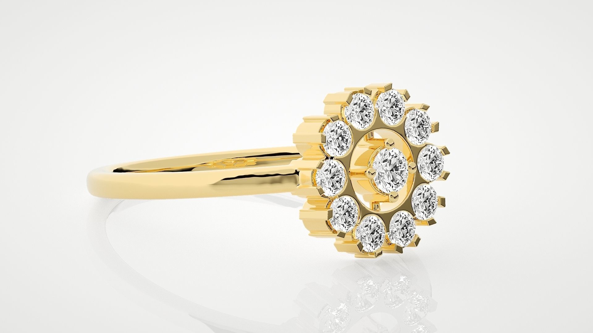 Flower Ultra Light wt minimalist diamond ring 3dm stl renders 3D print model_8